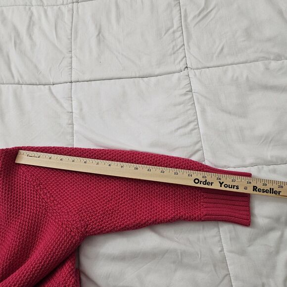 LL Bean Cardigan Sweater Womens Large Pink Knit Button Front 3/4 Sleeves Cotton - Picture 9 of 9